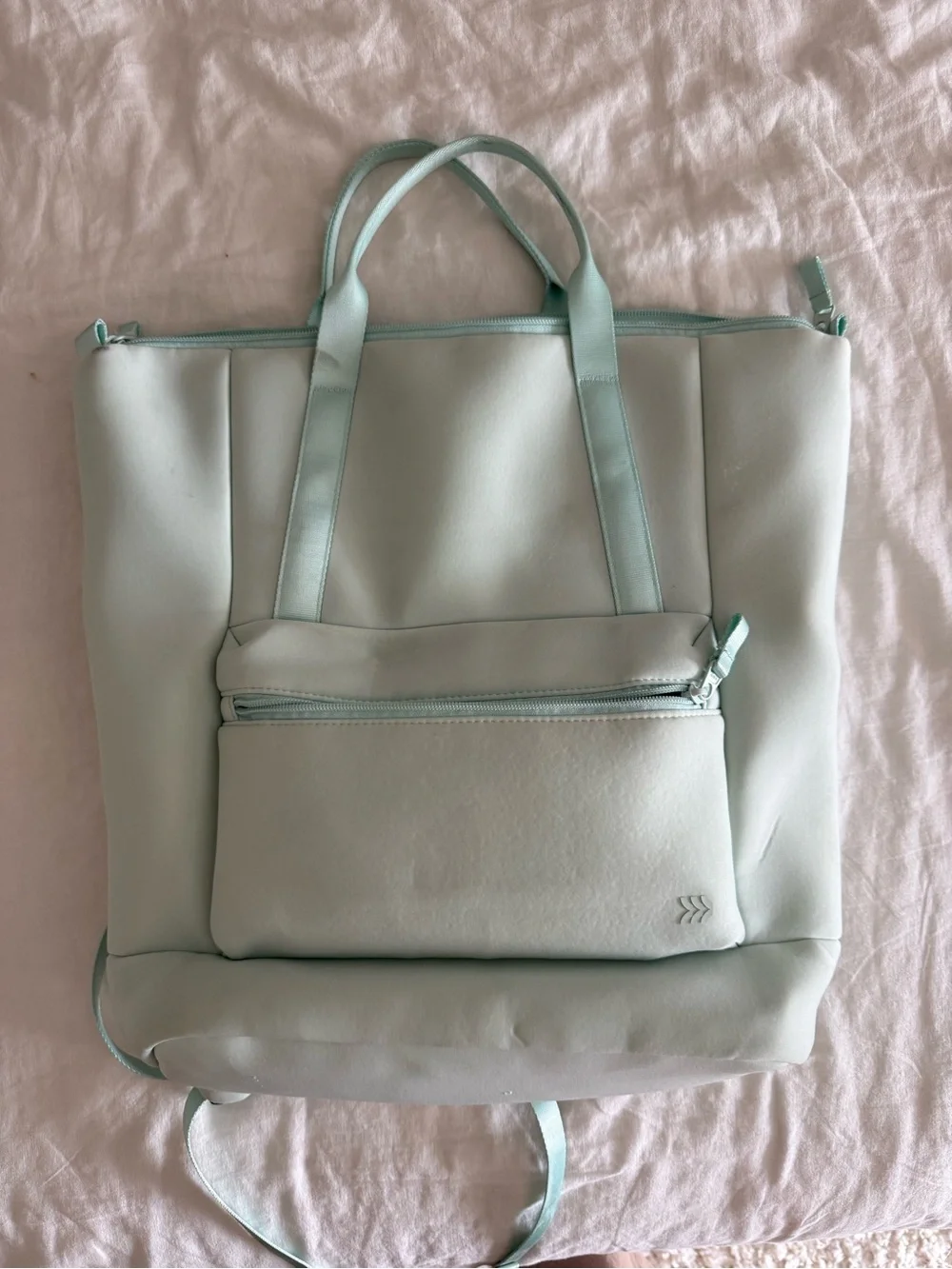 Faux neoprene backpack tote